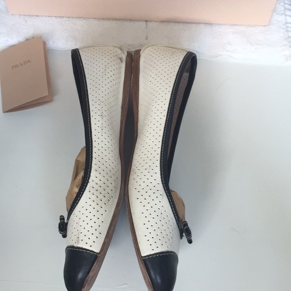 Prada two tone b&w ballet flats w/ box and bag - Picture 3 of 7